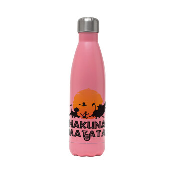 Hakuna Matata, Metal mug thermos Pink Mat (Stainless steel), double wall, 500ml