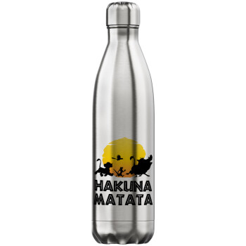 Hakuna Matata, Μεταλλικό παγούρι θερμός Inox (Stainless steel), διπλού τοιχώματος, 750ml