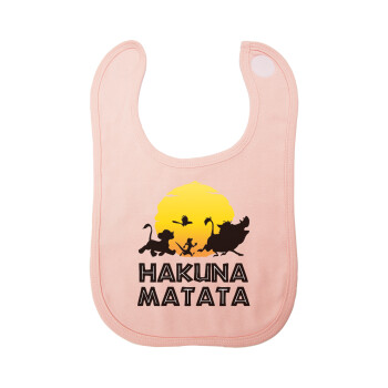 Hakuna Matata, Σαλιάρα με Σκρατς ΡΟΖ 100% Organic Cotton (0-18 months)