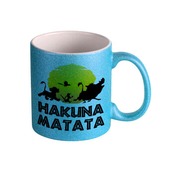 Hakuna Matata, Κούπα Σιέλ Glitter που γυαλίζει, κεραμική, 330ml