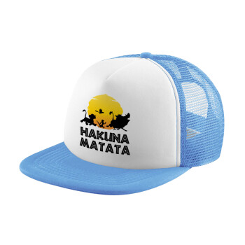 Hakuna Matata, Καπέλο Soft Trucker με Δίχτυ Γαλάζιο/Λευκό