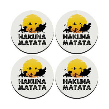 Hakuna Matata, SET of 4 round wooden coasters (9cm)