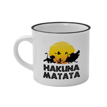 Hakuna Matata, Κούπα κεραμική vintage Λευκή/Μαύρη 230ml