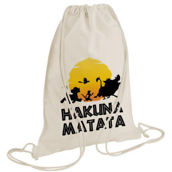 Hakuna Matata, Τσάντα πλάτης πουγκί GYMBAG natural (28x40cm)