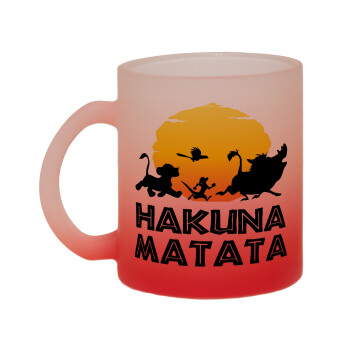 Hakuna Matata, Κούπα γυάλινη δίχρωμη με βάση το κόκκινο ματ, 330ml