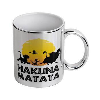 Hakuna Matata, Mug ceramic, silver mirror, 330ml