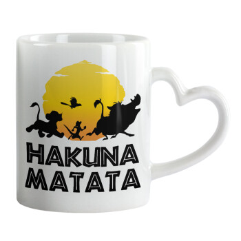 Hakuna Matata, Mug heart handle, ceramic, 330ml