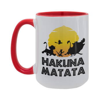 Hakuna Matata, Κούπα Mega 15oz, κεραμική Κόκκινη, 450ml