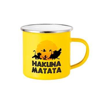 Hakuna Matata, Yellow Enamel Metallic Cup 360ml