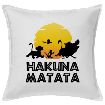 Hakuna Matata, Sofa cushion White 50x50cm includes filling