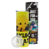 Neon Yellow Travel Tumbler θερμό, μεταλλικό καλαμάκι(Ανωξείδωτο 304 Food grade, BPA free, 600ml)