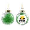 Στολίδι Χριστουγεννιάτικη μπάλα δένδρου διάφανη με πράσινο γέμισμα 8cm