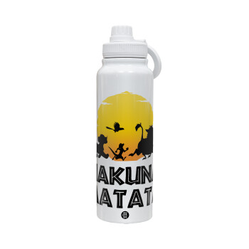 Hakuna Matata, 1L Stainless Steel Thermal Bottle with Phone Holder & Double Wall Insulation