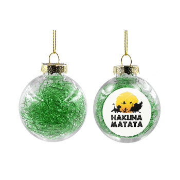 Hakuna Matata, Χριστουγεννιάτικη μπάλα δένδρου διάφανη με πράσινο γέμισμα 8cm