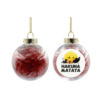 Hakuna Matata, Χριστουγεννιάτικη μπάλα δένδρου διάφανη με κόκκινο γέμισμα 8cm