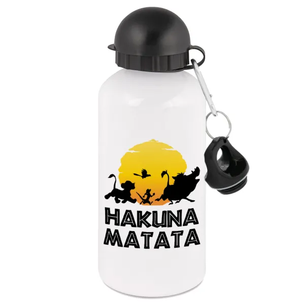 Hakuna Matata — Μεταλλικό παγούρι νερού, Λευκό, αλουμινίου 500ml