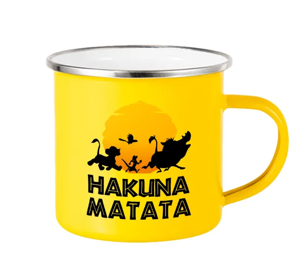 Hakuna Matata — Yellow Enamel Metallic Cup 360ml