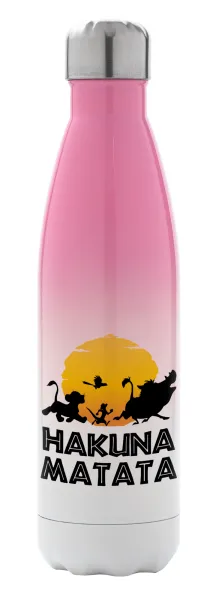 Hakuna Matata — Metal mug thermos Pink/White (Stainless steel), double wall, 500ml