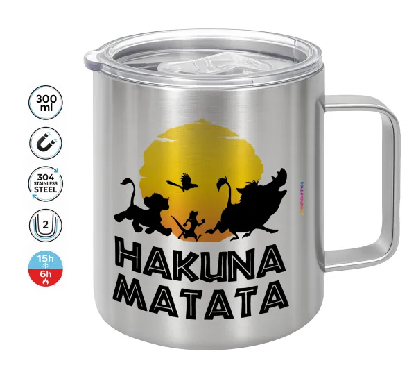 Hakuna Matata — Double-walled stainless steel mug 300ml with temperature-retaining lid