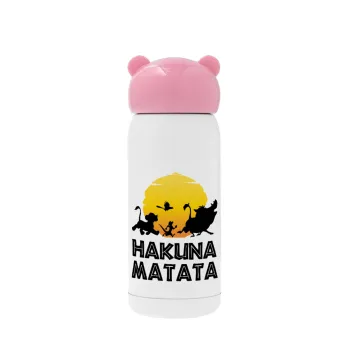 Hakuna Matata, Pink stainless steel thermal flask, 320ml