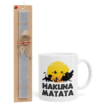 Hakuna Matata, Easter Set, Ceramic Cup (330ml) & Easter aromatic flat candle (30cm) (GRAY)
