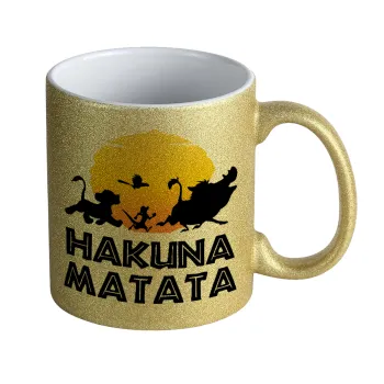 Hakuna Matata, Κούπα Χρυσή Glitter που γυαλίζει, κεραμική, 330ml