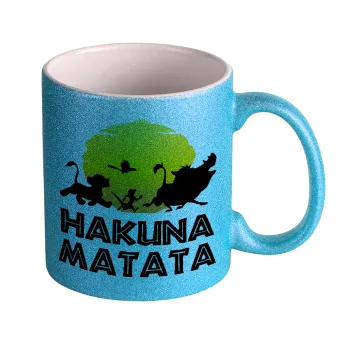Hakuna Matata, Κούπα Σιέλ Glitter που γυαλίζει, κεραμική, 330ml
