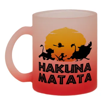 Hakuna Matata, Κούπα γυάλινη δίχρωμη με βάση το κόκκινο ματ, 330ml