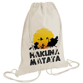 Hakuna Matata, Τσάντα πλάτης πουγκί GYMBAG natural (28x40cm)