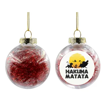 Hakuna Matata, Transparent Christmas tree ball ornament with red filling 8cm