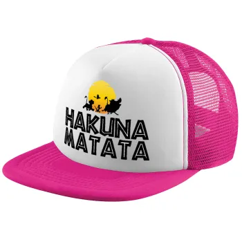Hakuna Matata, Child's Soft Trucker Hat with Pink/White Mesh (POLYESTER, CHILD, ONE SIZE)