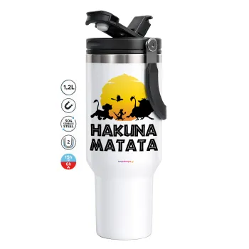 Hakuna Matata, Mega Tumbler με καπάκι, διπλού τοιχώματος (θερμό) 1,2L