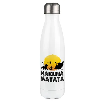 Hakuna Matata, Metal mug thermos White (Stainless steel), double wall, 500ml