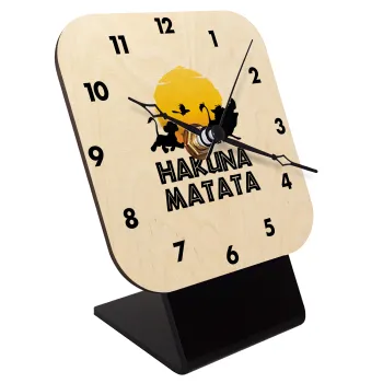 Hakuna Matata, Quartz Table clock in natural wood (10cm)