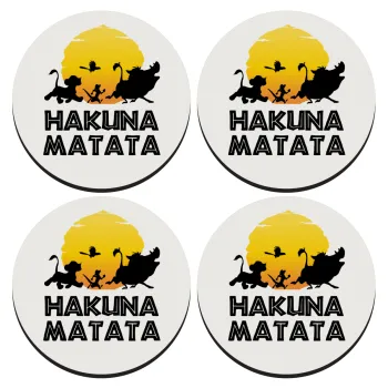 Hakuna Matata, SET of 4 round wooden coasters (9cm)