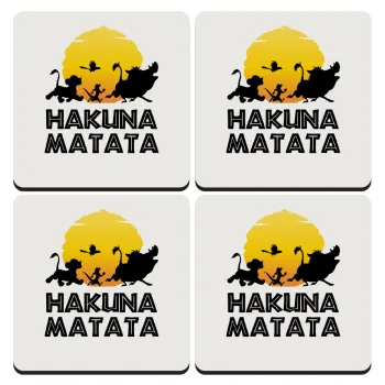 Hakuna Matata, ΣΕΤ 4 Σουβέρ ξύλινα τετράγωνα (9cm)