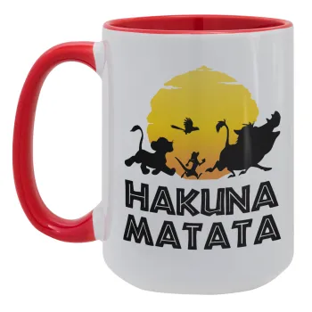 Hakuna Matata, Κούπα Mega 15oz, κεραμική Κόκκινη, 450ml