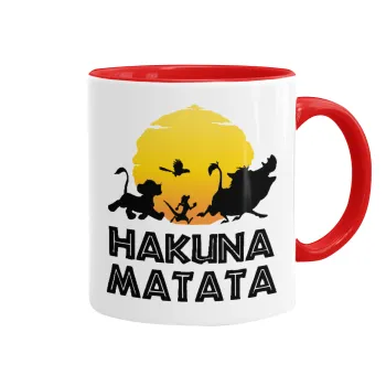 Hakuna Matata, Mug colored red, ceramic, 330ml