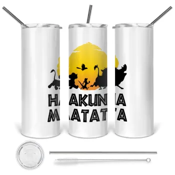 Hakuna Matata, Tumbler stainless steel 600ml, with metal straw & cleaning brush