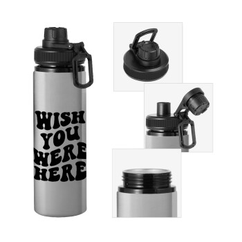 Wish you were here, Metallic water bottle with safety cap, 850ml aluminum