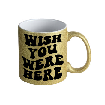 Wish you were here, Κούπα Χρυσή Glitter που γυαλίζει, κεραμική, 330ml