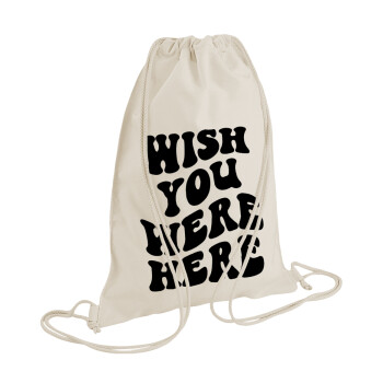 Wish you were here, Τσάντα πλάτης πουγκί GYMBAG natural (28x40cm)
