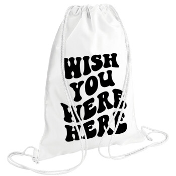 Wish you were here, Τσάντα πλάτης πουγκί GYMBAG λευκή (28x40cm)