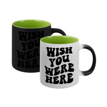 Wish you were here, Κούπα Μαγική εσωτερικό πράσινο, κεραμική 330ml που αλλάζει χρώμα με το ζεστό ρόφημα