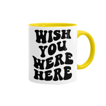 Wish you were here, Mug colored yellow, ceramic, 330ml