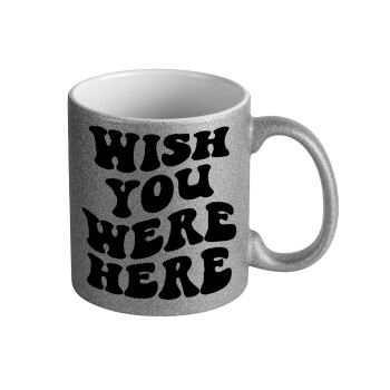Wish you were here, Κούπα Ασημένια Glitter που γυαλίζει, κεραμική, 330ml