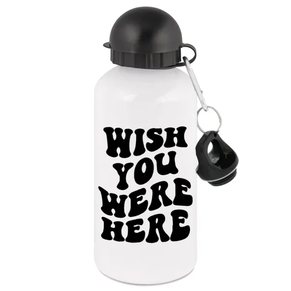 Wish you were here — Metal water bottle, White, aluminum 500ml