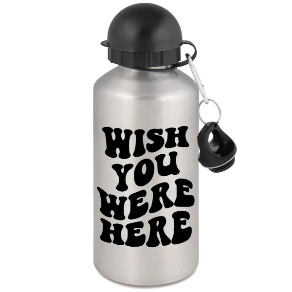 Wish you were here — Μεταλλικό παγούρι νερού, Ασημένιο, αλουμινίου 500ml
