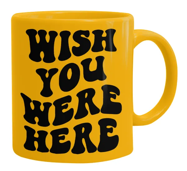 Wish you were here — Ceramic coffee mug yellow, 330ml