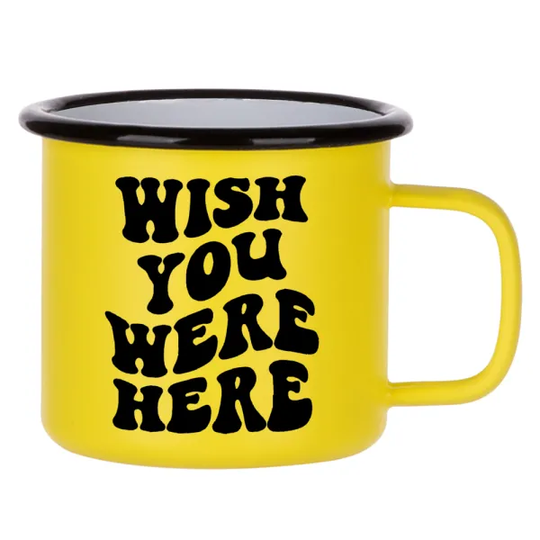 Wish you were here — Κούπα Μεταλλική εμαγιέ ΜΑΤ Κίτρινη 360ml